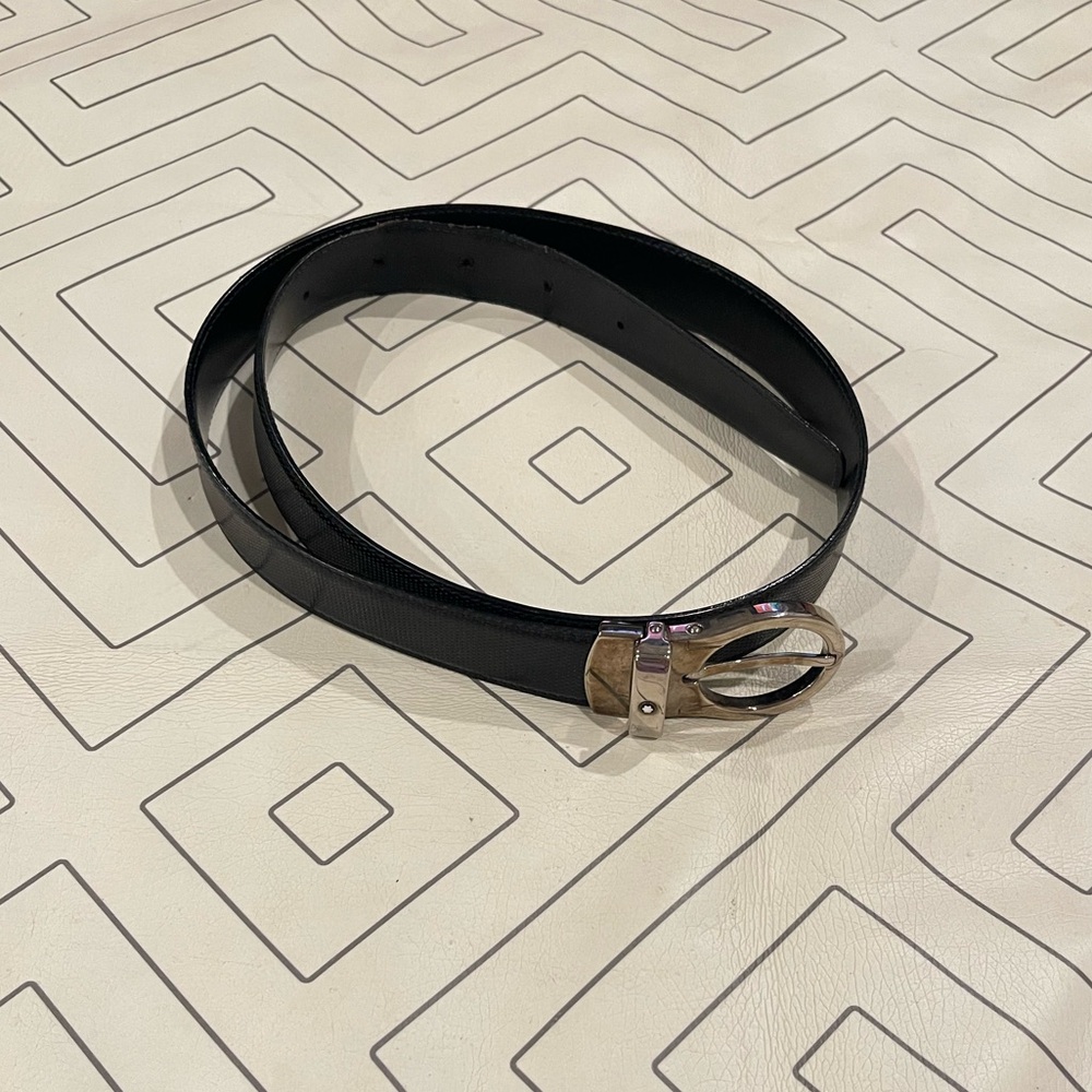 Mont Blanc Black Leather Belt
